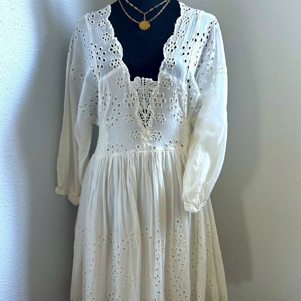 White eyelet Free People mini dress